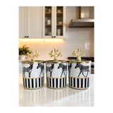 ferayhome Baharatlık Silindir 3 lü Set Kahve Köşesi Zebra At Desenli Gold Mercan - Feray Home