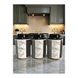 ferayhome Baharatlık Silindir Seramik Kapaklı 3 lü Kahve Köşesi Kuş Desenli 750 ml Hacimli Gold - Feray Home