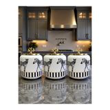 ferayhome Büyük Boy Kahve Köşesi Seti Oval Baharatlık 1400 ml (Çay,Kahve,Şeker) Zebra At Gold - Feray Home