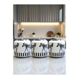 ferayhome Büyük Boy Kahve Köşesi Seti Oval Baharatlık 1400 ml (Çay,Kahve,Şeker) Zebra At GÜMÜŞ - Feray Home