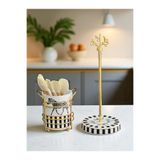 ferayhome Mutfak Aksesuarı Kaşıklık ve Kağıt Havluluk Zebra At Desen Gold