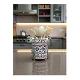 ferayhome Mutfak Aksesuarı Seramik Metalli Kaşıklık Ceramic Desen GÜMÜŞ - Feray Home