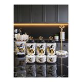 ferayhome Mutfak Çeyiz Seti 104 Kahvaltılık Baharatlık Kaşıklık Havluluk Koyu Herm At Desen Gold - Feray Home