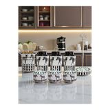 ferayhome Mutfak Çeyiz Seti 104 Kahvaltılık Baharatlık Kaşıklık Havluluk Koyu Zebra At Desen GÜMÜŞ