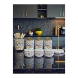 ferayhome Mutfak Seti 103 Baharatlık Kahvaltılık Kağıt Havluluk Kaşıklık Ceramic Desen Gold