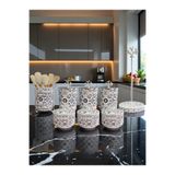 ferayhome Mutfak Seti 103 Baharatlık Kahvaltılık Kağıt Havluluk Kaşıklık Ceramic Desen Gümüş