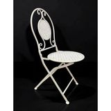Ferforje Metal Açılır Katlanır Sandalye Bahçe Balkon Mutfak Sandalyesi Beyaz 1 Adet - 40x40x90cm