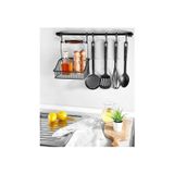 Ferforje Metal Sepet Askı ve Kanca set Siyah Retro