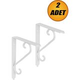 Ferforje Raf Altı Ayak Dekoratif Raf Tutucu 155 x 230 mm Beyaz Montaj Aparatı - VAR