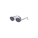 Ferin Siyah Retro Oval Metal Çerçeve İnce Sap Unisex UV400 Vintage Retro Güneş Gözlüğü