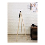 Ferisa Home Ahşap Tripod Lambader Ayağı E27 Tesisatlı Krem Dekoratif MDF Üç Ayaklı Lambader Gövdesi