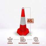 Ferizli Reklam 45 cm Pvc Kırılmaz Yol Konisi - Otopark ve Trafik Düzenleyici - 2 Adet