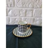 Fermato Damalı Kahve Fincanı Seti - 1 Adet - Renkli