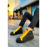 Fermuarlı Bağcık Detaylı Erkek Sneaker Bot Siyah Sarı