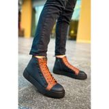 Fermuarlı Bağcık Detaylı Erkek Sneaker Bot Siyah Taba