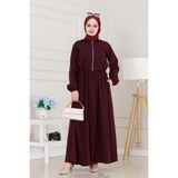 Fermuarlı Cepkenli Jile Elbise-Bordo