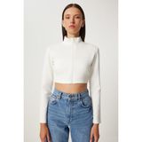 Fermuarlı Crop Scuba Ceket LNJ0015 EKRU - 38