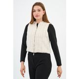 Fermuarlı İçi Astarlı Kadın Triko Yelek (A92446-S) TAŞ SSTD