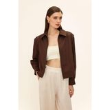 Fermuarlı Kısa Gabardin Ceket Kahve 8260