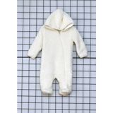 Fermuarlı Kışlık Peluş Bebek Tulum - Beyaz - 6 - 9 Ay