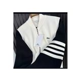 Fermuarlı Kolları Çizgili Gömlek Yaka Sweat