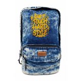 Fermuarlı Ön Cepli Design Unisex Vintage Denim Sırt Çantası -MOONKOT (Turkuaz) 34