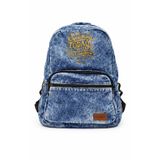 Fermuarlı Ön Cepli Design Unisex Vintage Denim Sırt Çantası -SUNSHİNEKOT (Mavi)