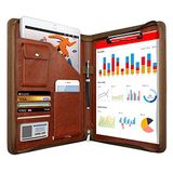 Fermuarlı Padfolio Organizatör, WRIYES Deri Ajanda Klasörü, Belgeler için 25 cm Portföy Klasörü, Erkekler ve Kadınlar için Mektup Boyutunda Kartvizit Tutucu (Kahverengi)