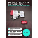 Fermuarlı Polyester Çantalı 17 Parça Acil Ilk Yardım Seti Araba Ev Ofis BX-313494 - Standart
