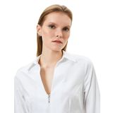 Fermuarlı Poplin Gömlek Uzun Kollu Pamuklu Slim Fit