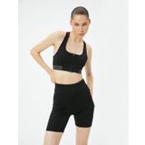 Fermuarlı Sporcu Sütyeni Kapsız Slim Fit U Yaka