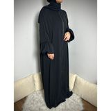 Fermuarlı Tesettür Elbise - Siyah - XL