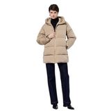 Fermuarlı Uzun Kollu Su İtici Kapüşonlu Oversize Şişme Mont