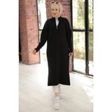 Fermuarlı Uzun Triko Tunik Siyah HM2529