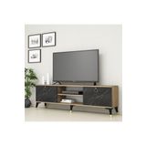Ferniso Mermer Desen Altın Kulplu Modern Ayak 160 Cm Tv Sehpası