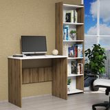 Ferniso Mobilya Çalışma Masası+5 Bölmeli Kitaplık Ceviz-Beyaz - Y: 75 cm D: 45 cm G: 90 cm - Beyaz - Ceviz