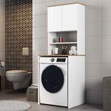 Ferniso Mobilya Çamaşır Makinesi Dolabı Kapaklı Banyo Dolabı Alt Üst Takım Beyaz