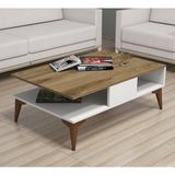 Ferniso Mobilya Modern Orta Sehpa Suntalam Beyaz ve Ceviz Renk 90x60 cm Dikdörtgen Tasarım