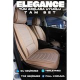 Ferno Full Ortopedik Tüm Araçlara Uyumlu Terletmez Elegance Serisi Deri Oto Koltuk Kılıfı 5li Takım Set - Bej
