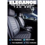 Ferno Full Ortopedik Tüm Araçlara Uyumlu Terletmez Elegance Serisi Deri Oto Koltuk Kılıfı 5li Takım Set - Füme