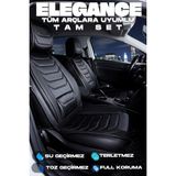 Ferno Full Ortopedik Tüm Araçlara Uyumlu Terletmez Elegance Serisi Deri Oto Koltuk Kılıfı 5li Takım Set - Siyah