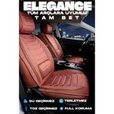 Ferno Full Ortopedik Tüm Araçlara Uyumlu Terletmez Elegance Serisi Deri Oto Koltuk Kılıfı 5li Takım Set - Taba