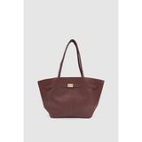 Ferny Kemer, Toka ve Dikiş Detaylı Kol ve Omuz Çantası Bordo - 40 x 25 x 10 cm