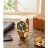 Feronnucci Erkek Kol Saati Bileklik Hediyeli Gold Metal Kordon Takvimli Analog Quartz Klasik Lüks Çelik Görünümlü Şık Erkek Saati Günlük ve Klasik Kombin CP21 - Standart