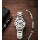 Feronnucci Erkek Kol Saati Bileklik Hediyeli Metal Kordon Çelik Kasa Analog Quartz Kronograf Görünümlü Gümüş Renk Şık Klasik Spor Erkek Saati CP22 - Standart