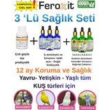 Feroxit Kuş Sağlık Seti 3'lü - Güçlü Toz Probiyotik, Doğal Iştah Açıcı ve Ishal Kesici Bağışıklık Damlası