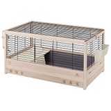 Ferplast Arena 100 FSC ahşap tavşan kafesi, kobay, tavşan evi aksesuarı dahil, 82 x 52 x y 46 cm.