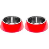 Ferplast Jolie Kedi ve Köpekler için Çelik Mama ve Su Kabı 500 Ml - Farmapets, Red (2 paketi)