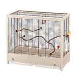 Ferplast Kuş kafesi, muhabbet kuşu kafesi, egzotik kafes, kuş oyuncağı, kuş yemi kabı, kuş oturma çubukları, FSC ahşap, 69 x 34,5 x Y 58 c.