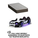 Ferramini Arabalı Yatak Kapıları Açılan Mustang Full Ledli Kumandalı Ve Müzikli + Ortopedik Yatak